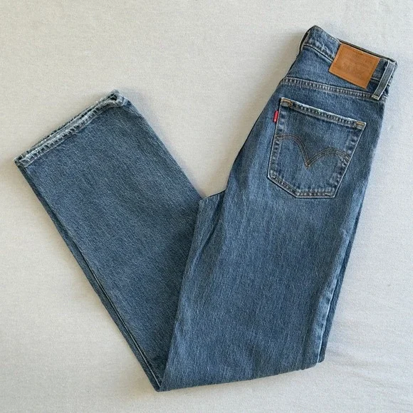 Levi's Ribcage Straight Leg Jeans Size 26 Light Wash High Rise Denim - Picture 6 of 13
